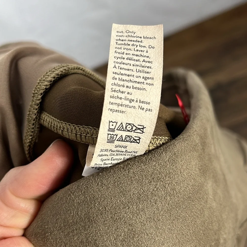 Spanx Faux Suede Stretch Leggings in‎ Camel.